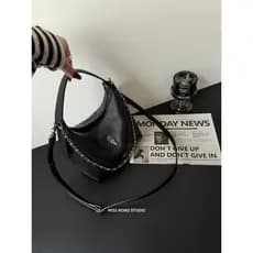 Bolsa de couro genuíno genuíno bolsa preta feminina bolsa de axilas hobo bolsa de ombro bolsa mensageiro bolsa novo esti