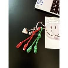 Diy saco pendurado chaveiro pingente miu série mesmo estilo saco ornamentos cordão do telefone móvel mão-tecido corda sa