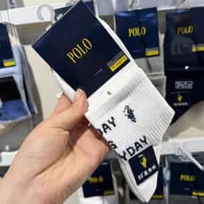 Meias Polo 3908 meias casuais masculinas 2026 primavera verão 100 meias de algodão puro meias masculinas brancas de cano