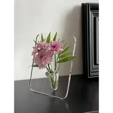 Moldura para foto vaso acrílico transparente hidropônico arranjo de flores água verde planta decoração sala estar luz en
