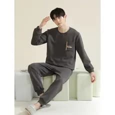 Pijamas quentes estilo masculino inverno engrossado 2025 novo estilo ar acolchoado outono inverno homens podem usar fora