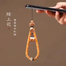 2024 Novo Estilo Antigo Bodhi Cordão para Celular Feminino Requintado Estilo de Pulso Pingente Frisado Curto Corrente pa
