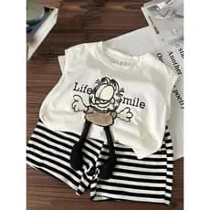Cross-Border crianças algodão sem mangas colete conjunto verão meninos meninas listrado Shorts de cinco pontos bebê Casu