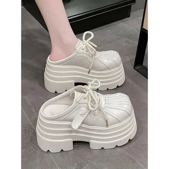 Shell toe de sola grossa toe-Baotou meia chinelos feminino exterior Wear primavera novo estilo All-Match pequenos mocass