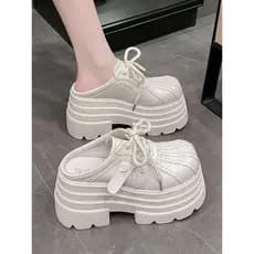 Shell toe de sola grossa toe-Baotou meia chinelos feminino exterior Wear primavera novo estilo All-Match pequenos mocass