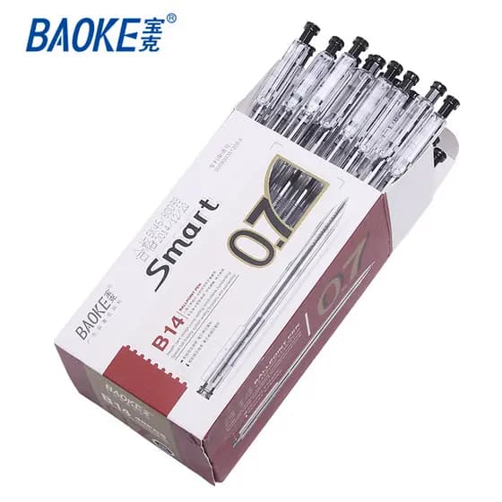Baoke B14 Push Tipo Caneta Esferográfica 0.7mm Recarga Universal Haste Transparente Caneta Esferográfica Oleosa 48 pçs/c