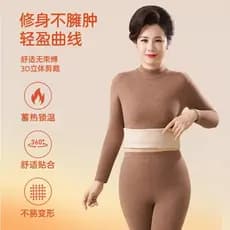 Meia-idade idosos alemão veludo aquecimento lã seda roupa interior térmica terno feminino mãe forro de lã engrossar