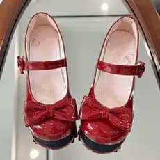 Lolita sapatos casuais sanduíche amor pêssego suave elegante dedo do pé redondo lo sapatos arco sapatos de salto baixo e