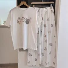 2026 novo estilo pijamas femininos verão versão coreana bonito pintado à mão gato calças de manga curta respirável verão