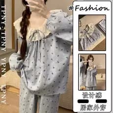 2025 novo estilo pijamas femininos primavera outono nuvem puro algodão manga comprida terno doce bonito estilo princesa
