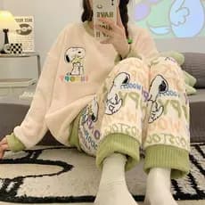 Pijamas femininos outono inverno flanela engrossado velo terno bonito estudante quente Coral velo inverno Homewear femin