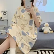 Camisola feminina verão novo estilo puro algodão versão coreana dos desenhos animados bonito estudante solto estilo fino