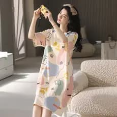 Nova camisola feminina verão bonito estudante versão coreana solta puro algodão fino pijamas verão mulheres grávidas ves