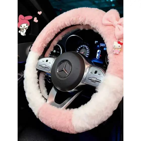 Capa de volante do carro feminino inverno pelúcia bonito dos desenhos animados inverno decoração Interior Anti-deslizame