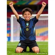 Conjunto de futebol Juvenil Infantil Camiseta e Shorts  Amarelo - Azul - LANÇAMENTO
