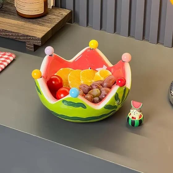 Melancia garfo de frutas Design casa sala estar mesa café prato frutas tigela aço inoxidável picareta cerâmica armazenam