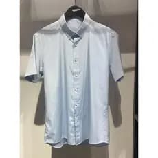Marca roupas masculinas Jck Jns verão fino masculino topo nova camisa azul claro estiramento fino-ajuste camisa de manga