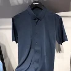 Marca masculina Jck Jns verão negócios fino-ajuste elástico juventude gola pontiaguda meia manga camisa masculina de man