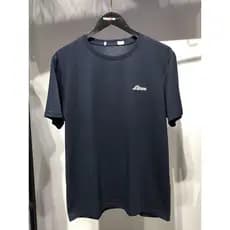 Marca masculina Jck Jns camiseta de manga curta penteado algodão azul escuro masculino em torno do pescoço fino ajuste f