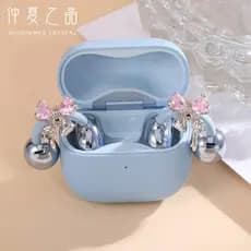 Clipe De Orelha De Diamante Com Laço Rosa Para Fone De Ouvido FreeClip Chaveiro De Strass Brilhante Acessórios