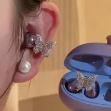 1 Par Clip Borboleta Roxa Strass Para FreeClip Fivela Diamante Personalizável DIY Presente