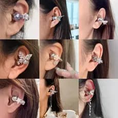 Clipe De Orelha De Urso De Arco De Zircão Completo Para Decoração De Fone De Ouvido , Pingente De Borla De Borboleta De