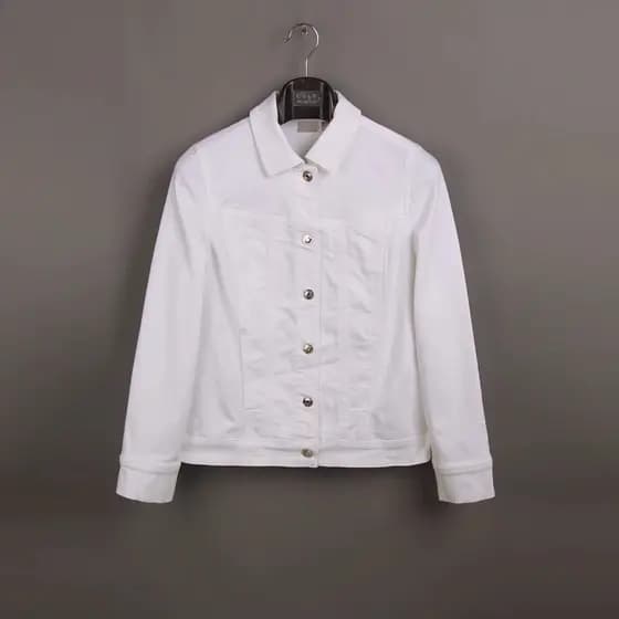 Primavera branco denim jaqueta feminina ordem estrangeira 100kg tamanho grande Casual denim jaqueta pequena jaqueta curt