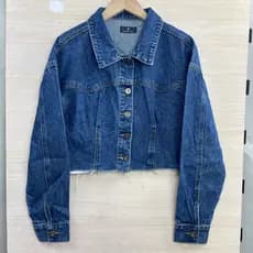 Jaqueta jeans de ombro caído lapela retrô Irregular curto desgastado jaqueta jeans feminina primavera fina jaqueta Casua