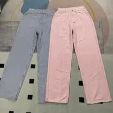 Pedido externo High Street Big Brand Style Color Matching Listrado Estreito Calças Retas Primavera Verão Solto Mais Magr