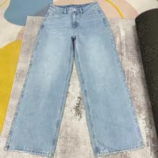 Calça Jeans reta estreita azul turco feminina 2026 novo estilo primavera calças de alta qualidade perna larga pequena ca