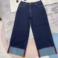 Comércio exterior tamanho grande Denim primavera novo estilo cintura alta mais magro olhar em linha reta Jeans feminino