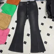 Retro Commuter jeans preto cinza fenda queimado calças femininas cintura alta mais magro olhar magro-ajuste ligeiramente