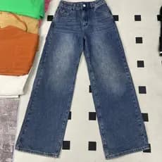 Versão coreana estreita perna larga Jeans feminino cintura alta primavera outono novo estilo solto perna reta forro de l