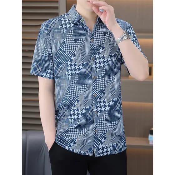 2026 verão camisa de manga curta masculina versão coreana na moda magro-ajuste rufião bonito flor roupas superiores de s