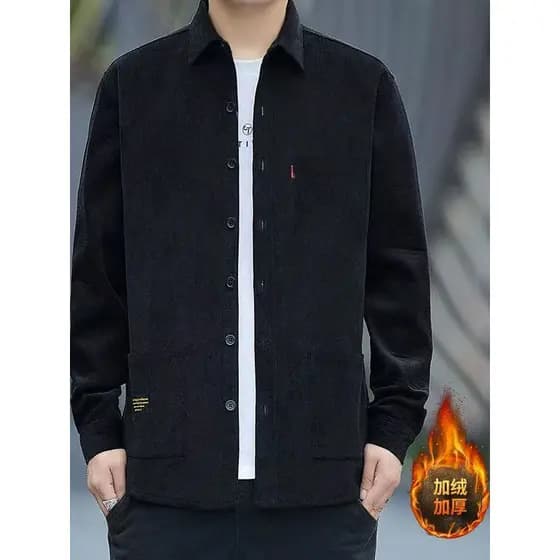 Camisa quente masculina de inverno forro de lã camisa grossa Casual Multi-bolso solto tamanho grande jaqueta masculina d