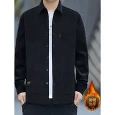 Camisa quente masculina de inverno forro de lã camisa grossa Casual Multi-bolso solto tamanho grande jaqueta masculina d