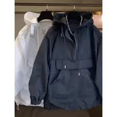Street Wear bolso ferramentas costura Design sentimento com capuz proteção solar roupas jaqueta masculina estilo fino na