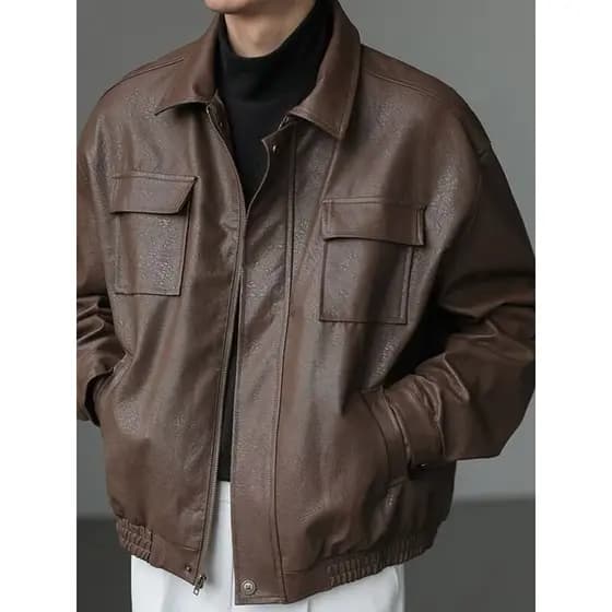 Primavera outono japonês Retro zíper jaqueta de couro do plutônio motocicleta jaqueta masculina ins Street Wear Unisex s