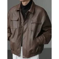 Primavera outono japonês Retro zíper jaqueta de couro do plutônio motocicleta jaqueta masculina ins Street Wear Unisex s