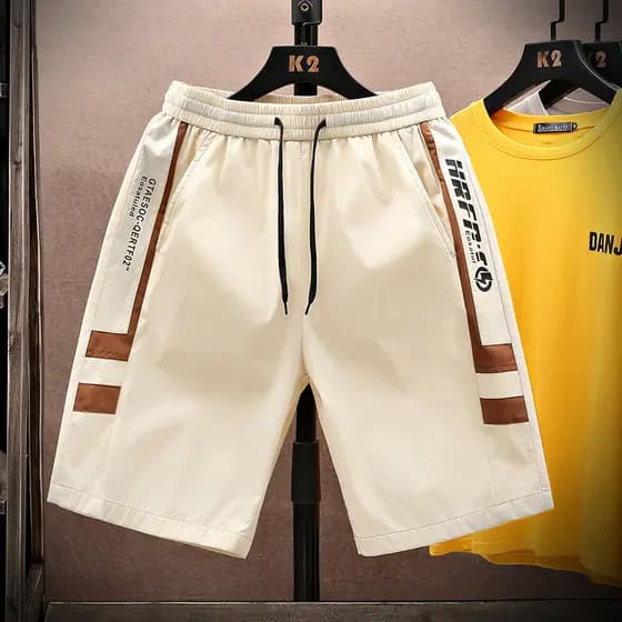 Macacão Shorts masculino verão novo estilo solto roupa masculina juventude calças de comprimento médio Casual masculino