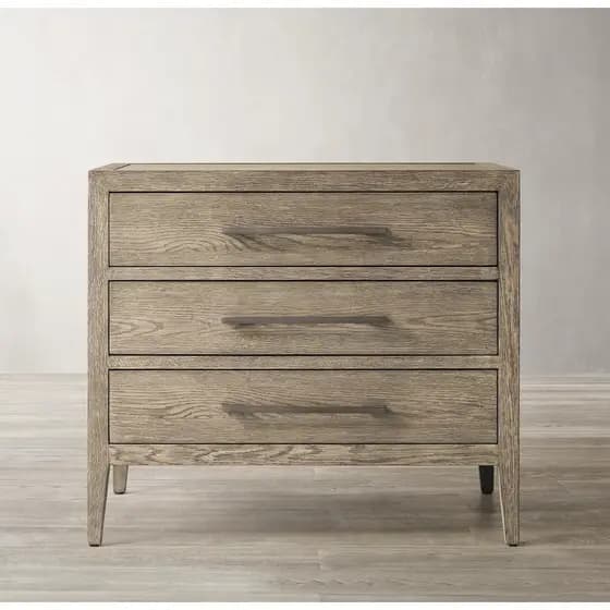 R/H Exportação Original Único Americano Carvalho Mesa de Cabeceira Francês Moderno Madeira Maciça Retro Quarto Três Gave