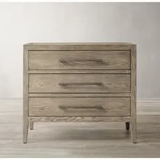 R/H Exportação Original Único Americano Carvalho Mesa de Cabeceira Francês Moderno Madeira Maciça Retro Quarto Três Gave
