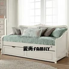 Sofá-cama Pastoral europeu de madeira maciça, americano, simples, preguiçoso, sala de estar, sofá, cama de armazenamento