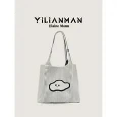 Eleman bolsa feminina Design de nicho Original bonito desenho animado listrado sacola 2026 novo estilo bolsa de lona de