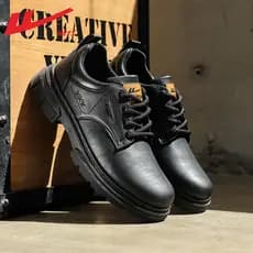 Puxar para trás sapatos de couro casuais masculinos 2025 novo estilo primavera outono britânico sola macia preto Derby s