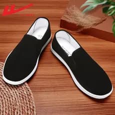 Puxar para trás velho pequim sapatos de pano masculino sola macia antiderrapante pai sapatos leves respirável preto únic