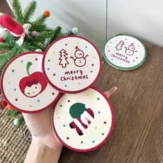 Natal ano novo estrela maçã coaster ilustração dos desenhos animados isolamento coaster tomate absorvente cerâmica coast