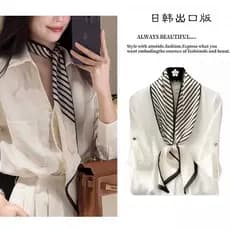 Lenço de seda feminino 2026 novo estilo pescoço High-End sentimento pequena tira longa outono camisa combinando versão c