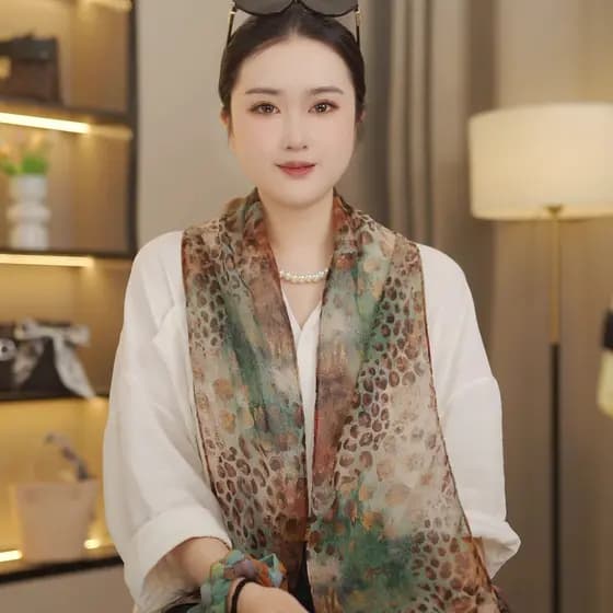 [Cor de seda dourada leopardo] 160*20 estilo coreano Streamer longo listrado lenço de seda gravata pescoço decoração mod