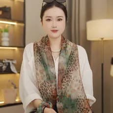 [Cor de seda dourada leopardo] 160*20 estilo coreano Streamer longo listrado lenço de seda gravata pescoço decoração mod